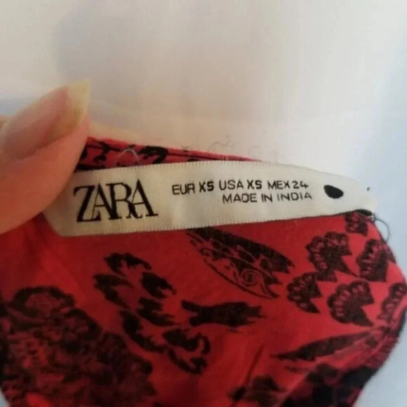 Zara Red Black Floral Sequin Casual Maxi Dress Blogger's Favourite XS - Picture 10 of 16